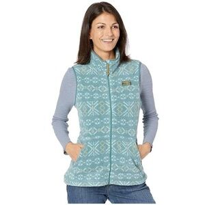 L. L. Bean Women Mountain Classic Fleece Vest Soft Spruce Fair Isle